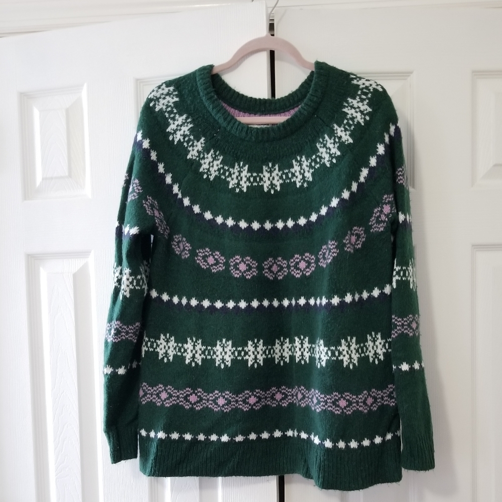 Sonoma winter sweater, green, white, pink